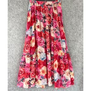 Buddy Love Tiered Maxi Skirt Womens Medium Floral Chiffon Pull On Slit Sheer NEW